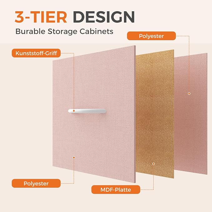 Sweetcrispy 8 Drawer Fabric Dresser for Bedroom, Tall Dresser, Pink | Sturdy Chest of Drawers, Steel Frame and Wooden Top, Closet Living Room Storage Organizer with Easy Pull Handles