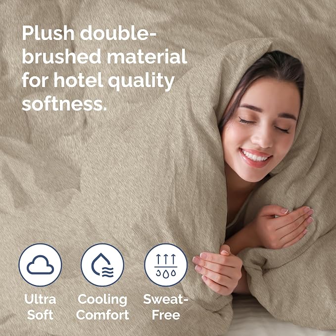 Duvet Cover King Size Set - Extra Soft King Duvet Cover 104" x 90" with 2 Pillow Shams for Women, Men, Kids & Teens - Comfy, Breathable, Hotel Luxury with Zipper Closures and Ties (Heathered Beige)