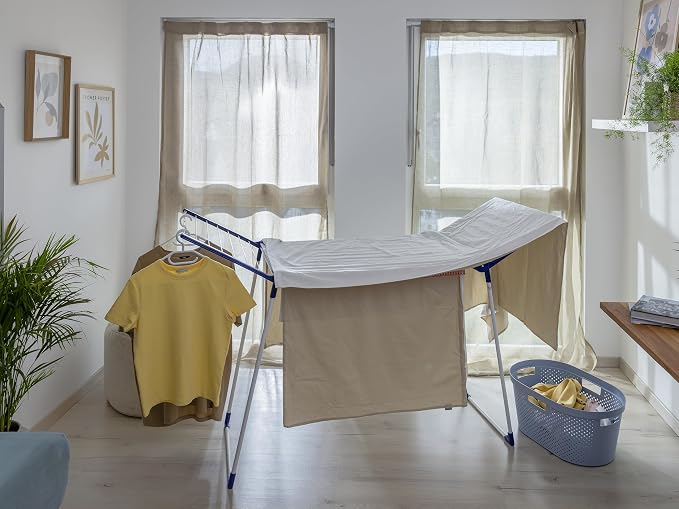 Leifheit Pegasus 200 Solid Comfort Laundry Dryer – Foldable Drying Rack, 21.87 Yard Drying Space, Adjustable Wings for Long Garments, Compact & Easy to Install and to fold.