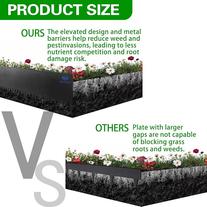 Metal Landscape Edging 6 Pack 40" L x 6" H | 20 FT Galvanized Bendable Metal Garden Edging,Hammer in Steel Landscape Edging with a Pair of Gloves and 7 Clips,Black