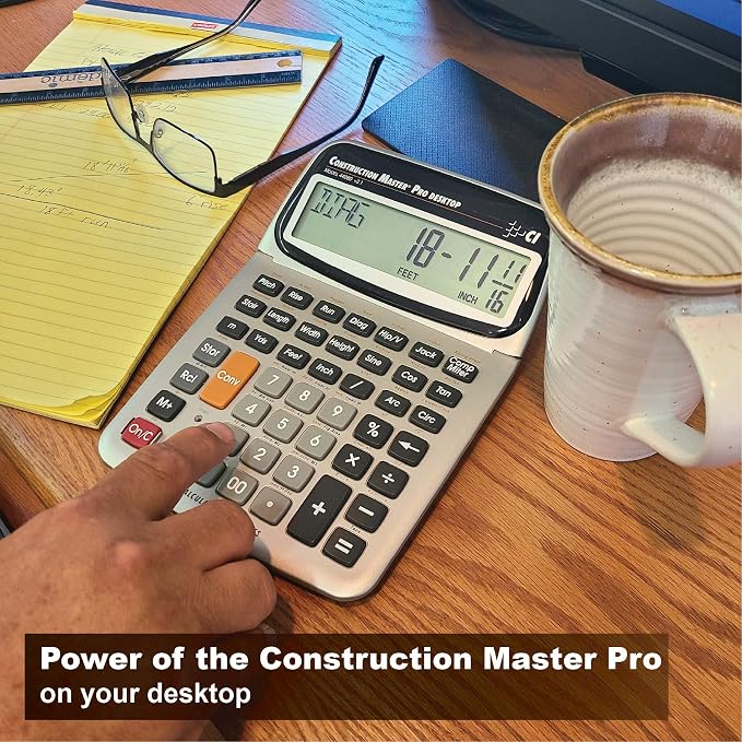 Calculated Industries 44080 Construction Master Pro-Desktop Advanced Construction Math Feet-Inch-Fraction Calculator & 4019 Material Estimator Calculator,Yellow