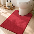 YIHOUSE Red Toilet Rugs U Shaped 17.5"x24", Quick Dry Non Slip Contour Bath Mat, Absorbent Machine Washable Ultra Thin Bathroom Mats for Toilet Base