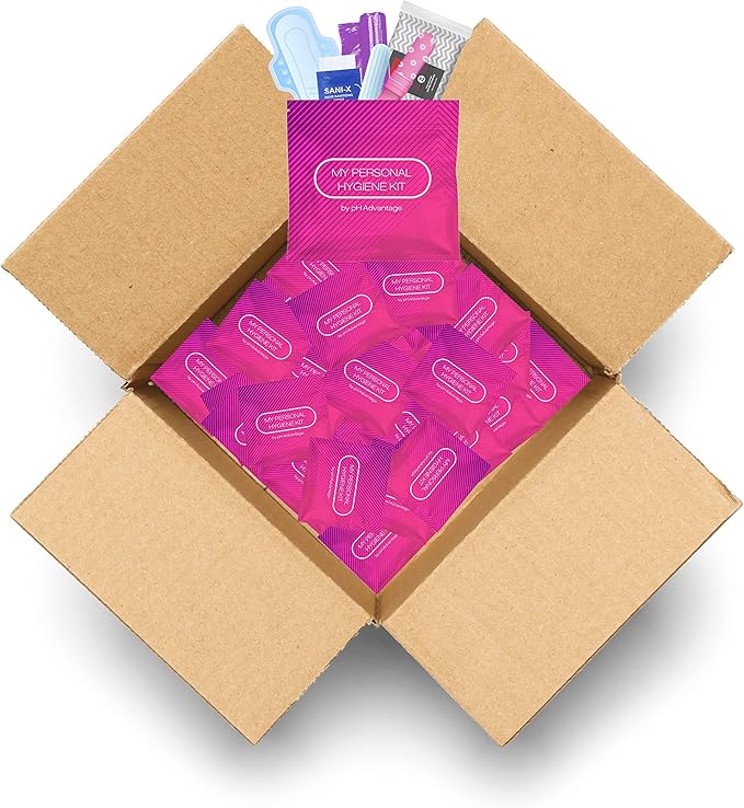 Pink Style Menstrual Kit All-in-One 60 Pack | Convenience on The Go | Period Kit Pack for Travelling, Tweens & Teenagers or just When You’re Out | Individually Wrapped Feminine Hygiene Product