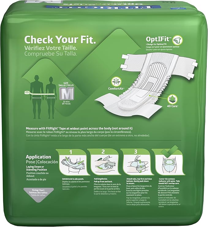 FitRight Adult Incontinence Briefs with Tabs, Moderate Absorbency, Medium, 32" to 42", 20 Count