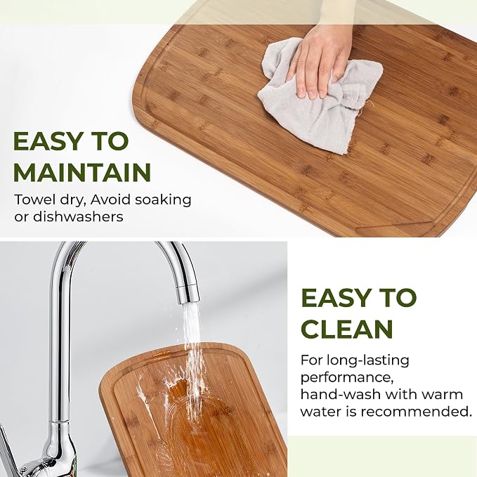 Marsmiles 30x22 Bamboo Cutting Board, Extra Large Wood Cutting Boards with Deep Juice Grooves & Back Inner Handle, Butcher Block Chopping Board with Juice Groove, Large Charcuterie Board- Carbonized