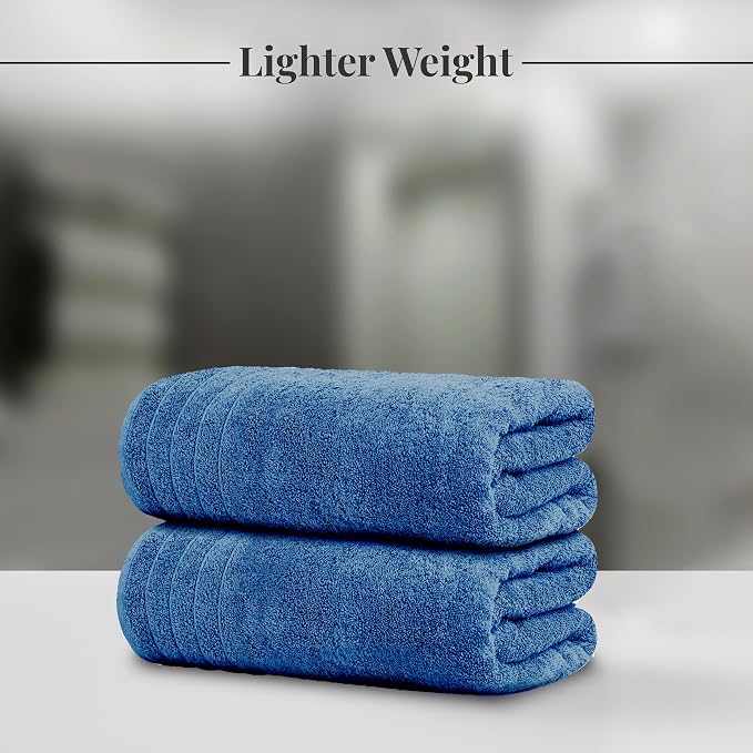Tens Towels 4 Piece Extra Large Bath Towels 30 x 60 Inches, Blue | 100% Cotton, Larger & Lighter Weight, Quicker to Dry, Super Soft and Absorbent, Perfect for Bathroom