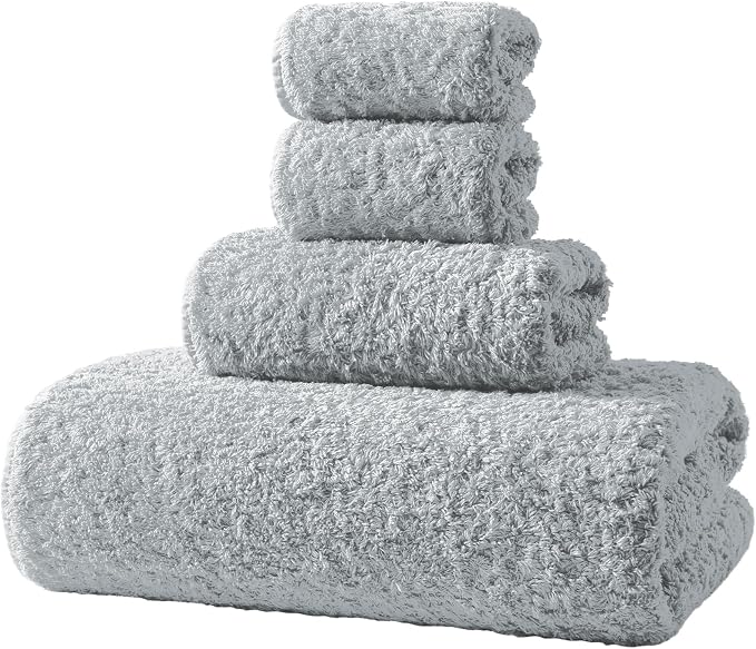 REDKISS Ultra-Plush Bath Towel Set - 900GSM Premium Thick Cotton for Bathroom & Spa, Super Absorbent Quick-Dry Bath Sheets with No Shedding (4-Piece Set for Adults, Luxury Hotel & Home Use)-Blue Lime