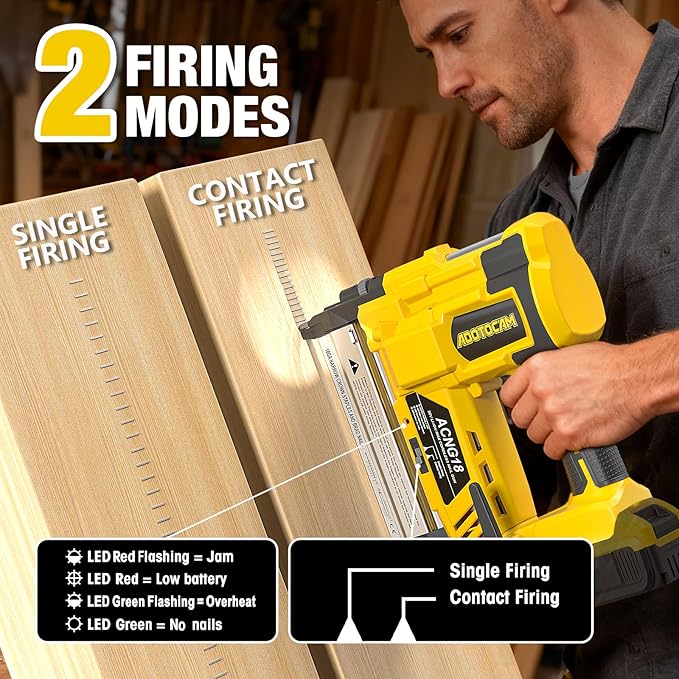 Cordless 2" Brad Nailer Compatible with DeWalt 20V Battery(No Battery), 2 in 1 Electric Nail Gun/Staple Gun,18GA Nail Gun Battery Powered with 1000 Nails/Staples for Woodworking & Home Improvement