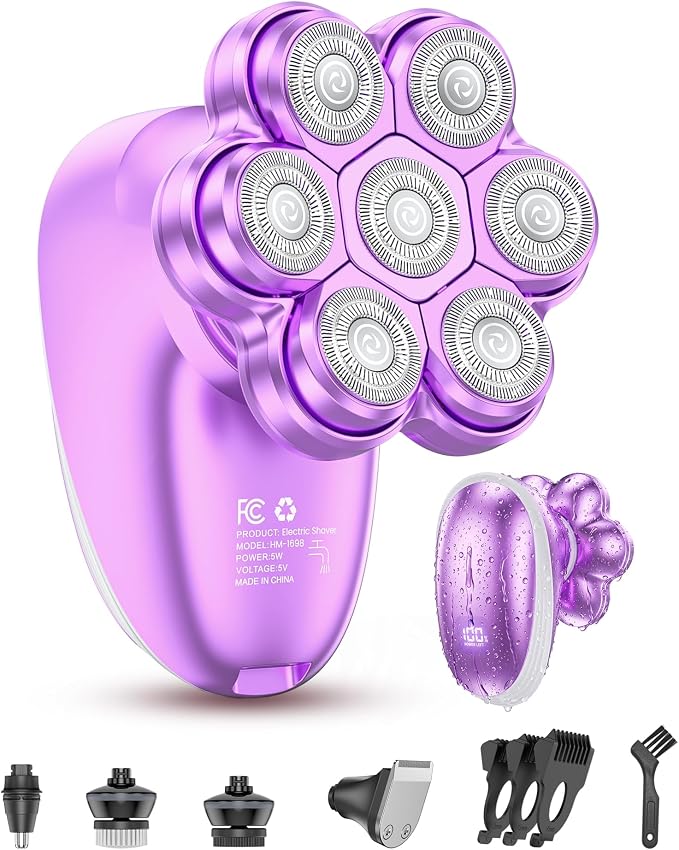 Electric Razors for Women, 5-in-1 Womens Electric Shavers for Legs, 7D Waterproof Wet Dry Travel Body Hair Remover Bikini Shavers for Lady Face Underarms Public