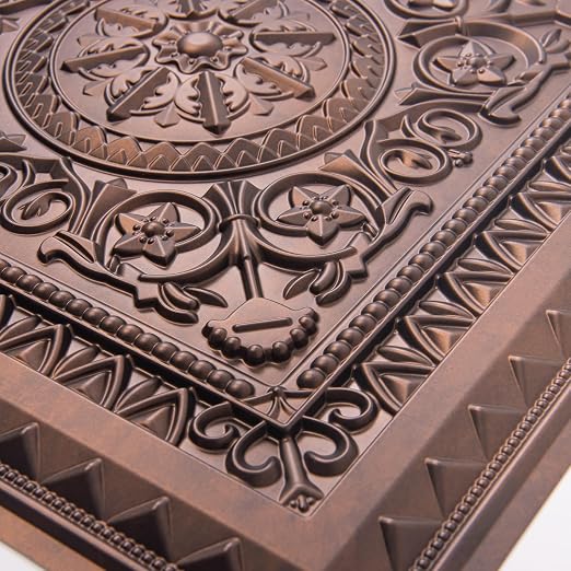Art3d Drop Ceiling Tiles, Glue up Ceiling Tiles, 2'x2' Plastic Sheet in Antique Copper (24-Pack, 96 Sq.ft)
