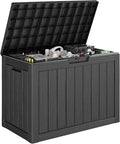 50 Gallon Outdoor Storage Box, All-Weather Resin Deck Box Outdoor Waterproof with Lockable Lid for Patio Cushions, Package Deliveries, Garden Tools, Pool Supplies, Black