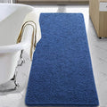 LOCHAS Luxury Bathroom Rug Shaggy Bath Mat 24 x 48 Inch, Blue | Washable Non Slip Bath Rugs for Bathroom Shower, Soft Plush Chenille Absorbent Carpets