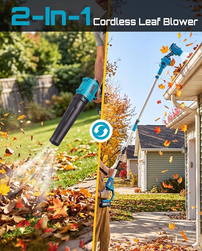 Gutter Cleaning Tools Cordless Leaf Blower for Roof Gutters, 700CFM/200MPH | 3-Speed, 2x 4.0Ah Batteries, 8.9ft Telescopic Pole & 180° Swivel, Clean Gutters from Ground Safely, for Lawn, Patio, Snow