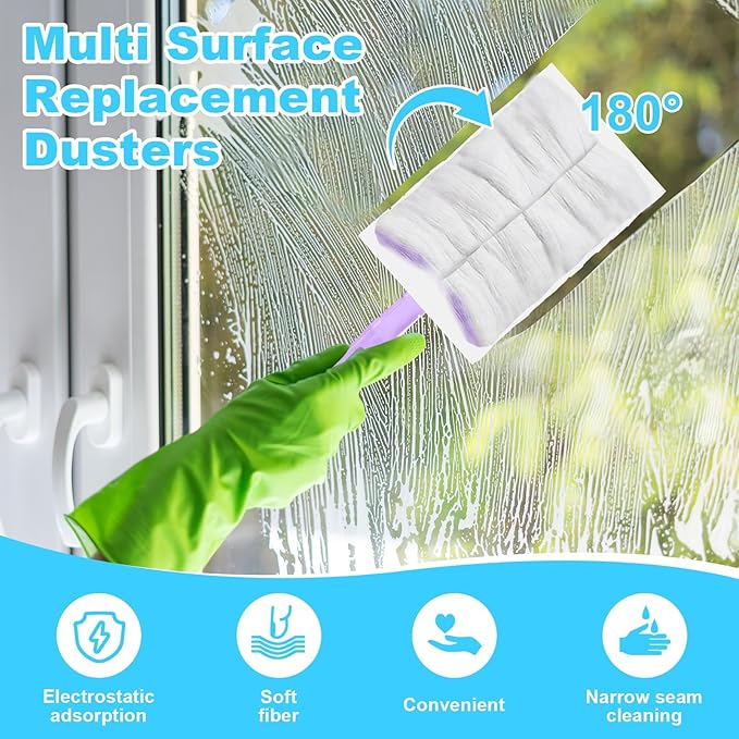 Mimorou 100 Pcs Disposable Dusters Refills Bulk Heavy Duty 180° Multi Surface Replacement Dusters for Cleaning Ceiling Fan with Microfibers Unscented (Modern Colors)