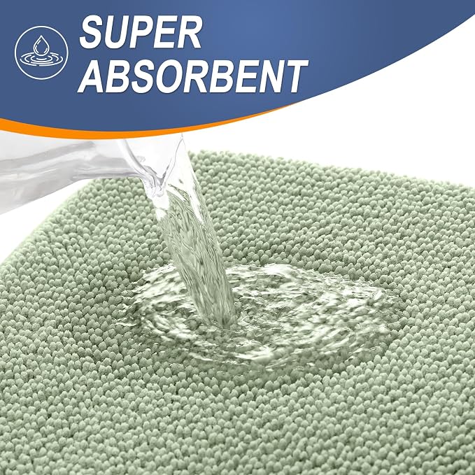 OLANLY Memory Foam Large Bathroom Rug 59x35, Absorbent Bath Mat, Sage Green | Soft Quick Dry Bath Mat Rugs, Non-Slip, Machine Washable Mat for Bathroom Floor, Tub and Shower, Home Decor Accessories