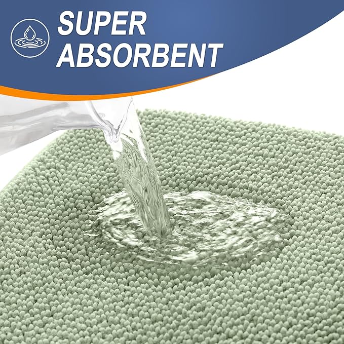 OLANLY Thick Memory Foam Bathroom Rug 35x24, Absorbent Bath Mat, Sage Green | Soft Quick Dry Bath Rugs Mats, Non-Slip, Machine Washable Carpet for Bathroom Floor, Tub and Shower, Home Decor Accessories