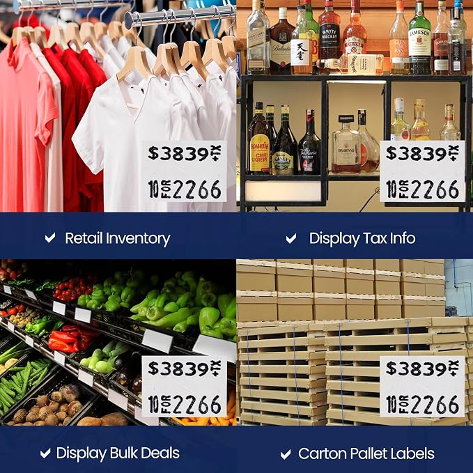 Perco White Price Marking Labels - 90,000 Blank Labels for Garvey 22-66/22-77/22-88 Two Line Pricing Gun with Ink Rolls Included - 90 Rolls, 10 Sleeves - Made in USA