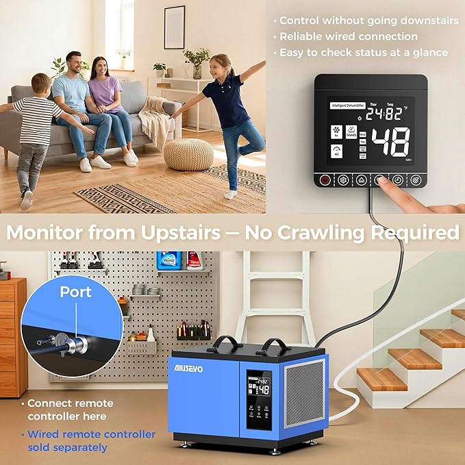 130 Pints Commercial Dehumidifier with Pump and Drain Hose, Crawl Space Dehumidifier for Basement up to 65,00 Sq. Ft for Water Damage, Attic, Garage, Industrial, Auto Defrost, Humidity Control