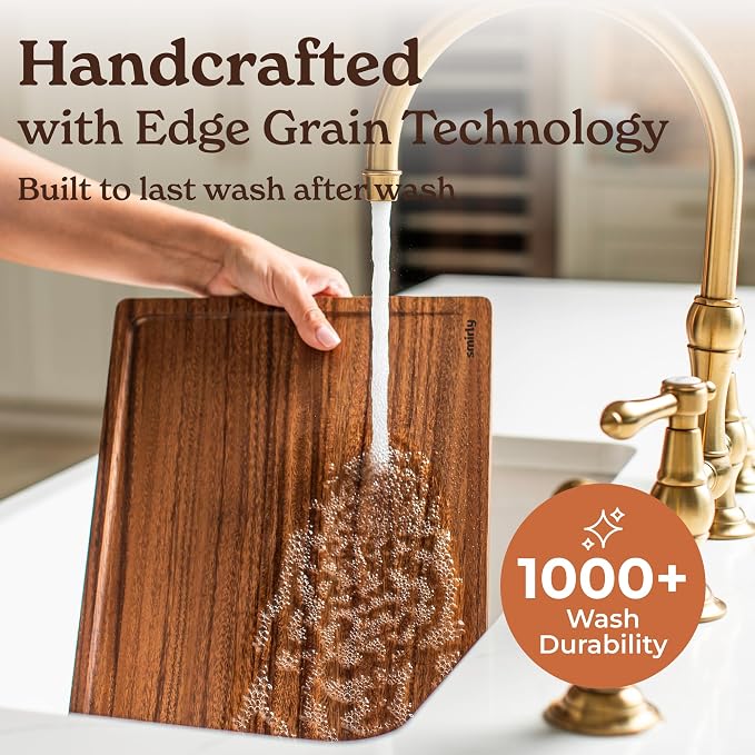 SMIRLY Walnut Wood Cutting Board - 2 Pack Cutting Boards for Kitchen | Non Toxic Walnut Cutting Board with Juice Grooves and Handles, Multiple Sizes Chopping Board for Meal Prep & Charcuterie
