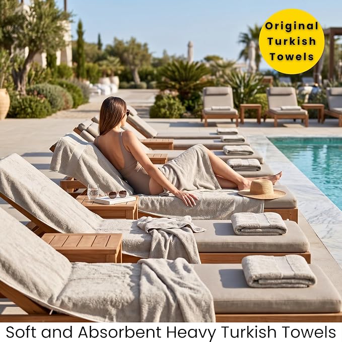 SALBAKOS 2-Piece 100% Turkish Cotton Bath Towels Extra Large 35x70, Stone | Oversized Bath Sheet Towel for Bathroom & Beach, Thick, Super Soft, Highly Absorbent, Premium Hotel Quality, Made in Turkey