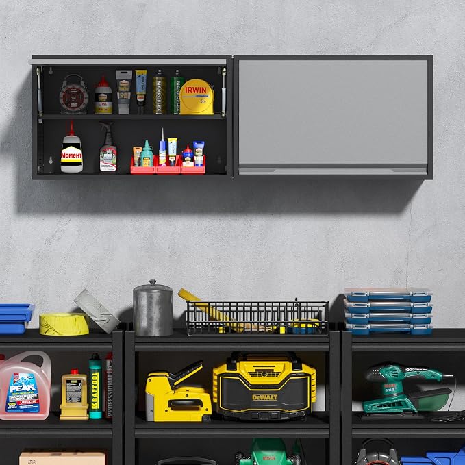Coolsun Garage Wall Cabinet with Up-Flip Door, 19.7" H Metal Wall Cabinet | Wall Mounted Metal Storage Cabinet for Kitchen,Garage,Basement,Ware House Assembly Required