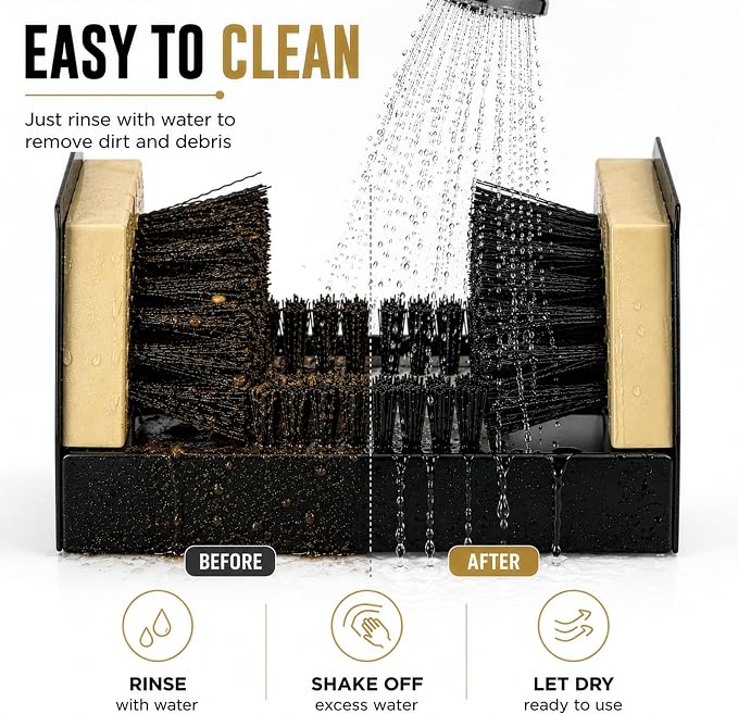 Heavy Duty Classic Outdoor Boot Scraper & Shoe Cleaner Brush with Stiff Bristles Metal Frame Portable or Floor Mounted for Entryways Barns Farms Garages Removes Mud Snow Sand Fits