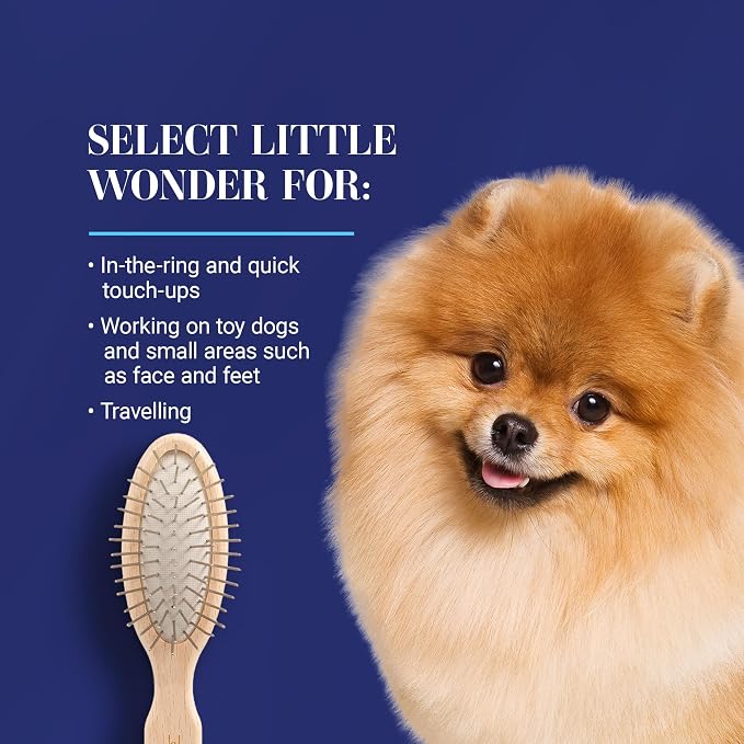 Chris Christensen Dog Brush, 5.75" x 1.25" Little Wonder Pin Brush (20mm), Original Series, Groom Like a Professional, Stainless Steel Pins, Lightweight Beech Wood Body, Ground and Polished Tips