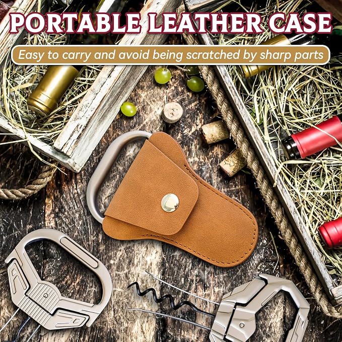 Ah So Wine Opener for Vintage Bottles, Old Wine Corkscrew with Portable Leather Case, Two Prong Cork Puller, for Wine Connoisseurs & Collectors to Uncork, Ideal Gifts for Wine Lovers (Mecha)