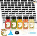 TOMNK 200pcs Juice Bottles with Caps, 4oz Plastic Containers with Lids Empty Reusable Clear Ginger Shots Bottles with Label, Funnel, and Brush Beverage for Juicing, Smoothies, Drinking, Fridge