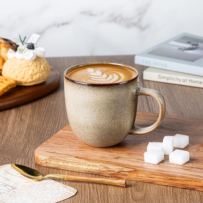 AmorArc 12oz Coffee Mugs, Ceramic Coffee Mugs set of 6 for Man, Woman, Dad, Mom, Modern Coffee Mugs with handle for Latte/Cappuccino/Milk/Cocoa. Dishwasher&Microwave Safe