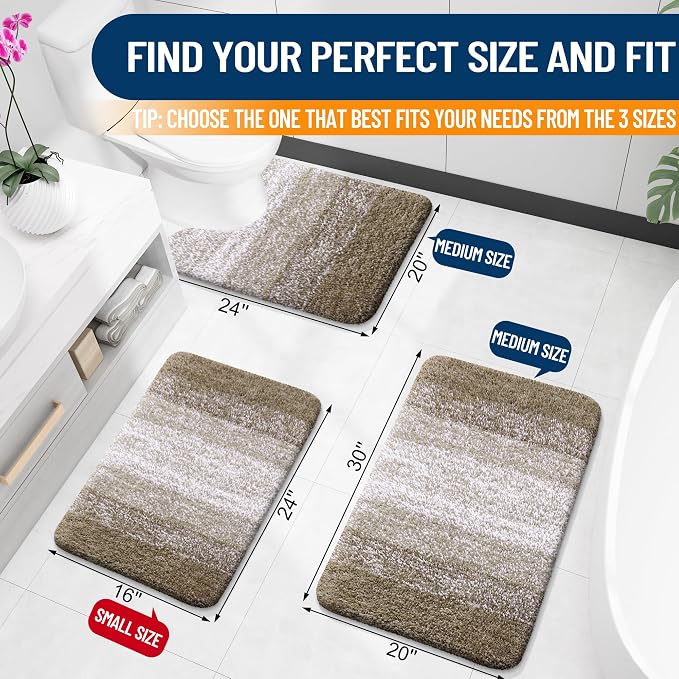 OLANLY Small Bathroom Rugs Mat 24x16, Extra Soft Absorbent Microfiber Bath Rugs, Rubber Backing, Quick Dry, Machine Washable Bath Mat for Bathroom Floor, Tub and Shower, Home Decor Accessories, Coffee