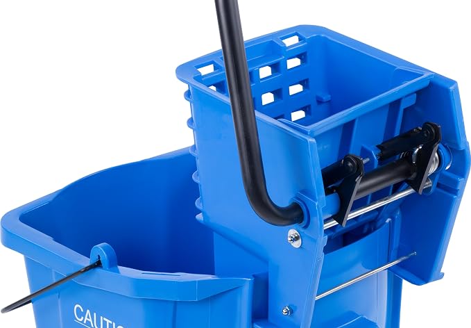 SPARTA Commercial Mop Bucket With Side Press Wringer, Floor Cleaning Essentials for Commercial and Home Use 26 Quart Capacity, 1 Count, Blue