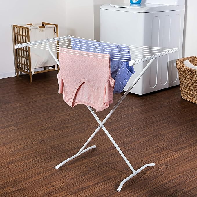 Honey-Can-Do Collapsible Clothes Drying Rack – Sturdy Metal X-Frame, Space-Saving Towel & Laundry Rack for Indoor/Outdoor Use, Foldable Design for Laundry Organization