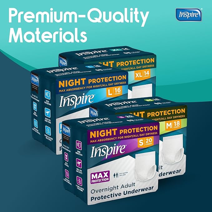 Inspire Adult Diapers Women or Men - MAX Absorbency | Our Most Absorbent and Dry, Incontinence Underwear for Women or Men | Leak Proof Diaper Overnight or Daytime for Heavy