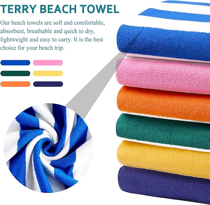 4 Packs Extra Large Bath Towels Striped Beach Towel Set Bathroom Sheets Bulk Oversized XL Big Soft Fluffy Absorbent Microfiber Turkish Blanket Hotel Shower Pool Hot Tub Toallas Baño Grandes Blue