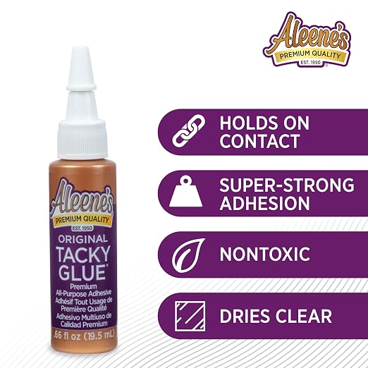 Aleene's Original Tacky Glue Mini-Bottle, All Purpose Adhesive, Perfect for Crafts and DIY Projects, Dries Fast and Clear, .66 fl oz 18-Pack