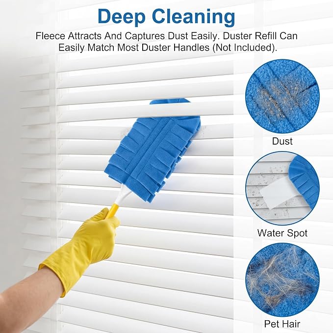 Reusable Chenille Microfiber Dust Duster, Chenille Duster Reusable Washable Microfiber Dust Fleece Damp Duster Pad for Fan Blinds Furniture (10 PCS)