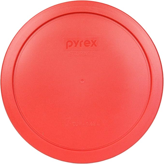 Pyrex 7203 7-Cup Glass Bowl and 7402-PC Red Lid (4-Pack) - Made in USA | Clear Visibility | BPA-Free Plastic | Refrigerator & Freezer Safe | Easy Cleaning | Meal Preparation
