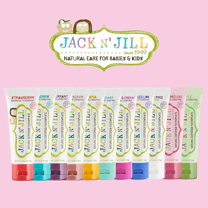 Jack N' Jill Natural Toothpaste, Flavor Free, 1.76 oz (Pack of 2) | Fluoride Free Kids & Toddlers Toothpaste, Gently Cleans Teeth, 40% Xylitol, No Artificial Dyes