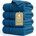 LANE LINEN Oversized Bath Towels - Zero Twist - Resists Pilling & Shedding - 4 Pack (35"x66") Extra Large Towel Sets - Soft, Fade Resistant & Quick Dry - Pre Shrunk to maintain perfect size - Sea Port
