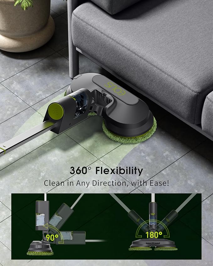 Cordless Electric Mop, Lightweight Electric Floor Mop with Detachable Water Tank, Water Sprayer & LED Headlights, Self-Propelled Floor Cleaner for Hardwood Tile Laminate Floor, Long-Lasting Battery