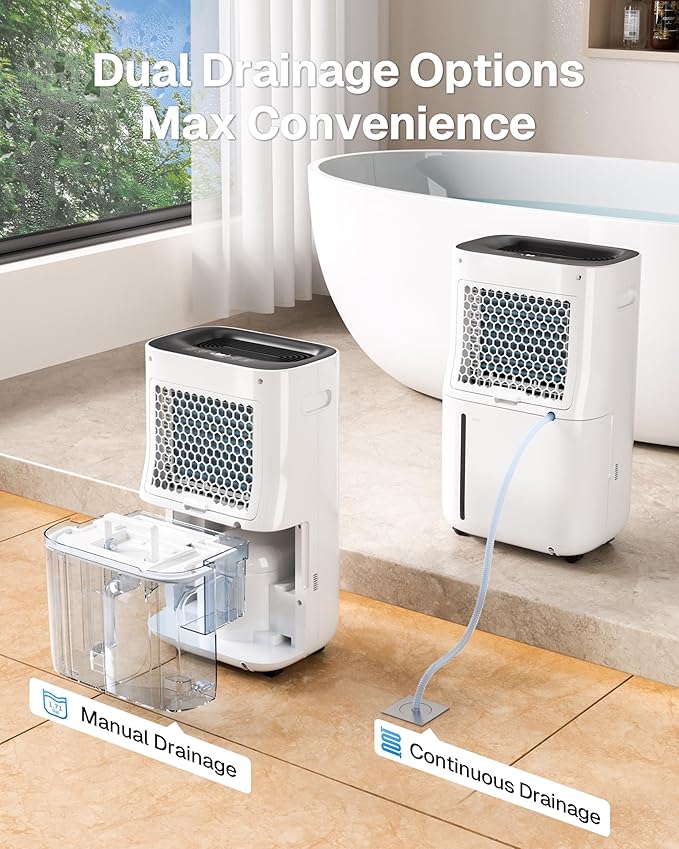 4500 Sq.Ft Dehumidifier for Basement and Large Rooms Max 80 Pint/Day Dehumidifiers with Drain Hose Smart Humidity Control 1.71Gallon Water Tank 24h Timer for Home, Bedroom, RV, Bathroom,