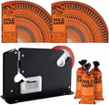 Talltalk 200 Pcs Wild Game Meat Bags with Steel Tape Bag Sealer 2 Bag Sealing Tape 1 lb Ground Meat Bags Sausage Burger Packaging Storing Processing Protect Your Meats from Freezer Burn (Orange)