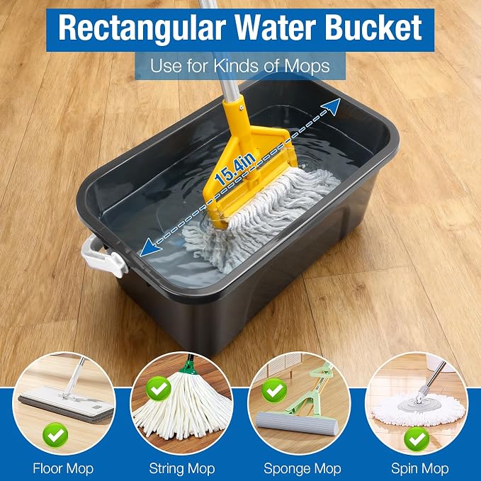 3 Gallon Mop Cleaning Water Bucket with Handle,4 Pack | Compact Square Plastic Bucket for Window Cleaning | Car Washing | Mopping & Household Cleaning Supplies Organizer Wash Bucket