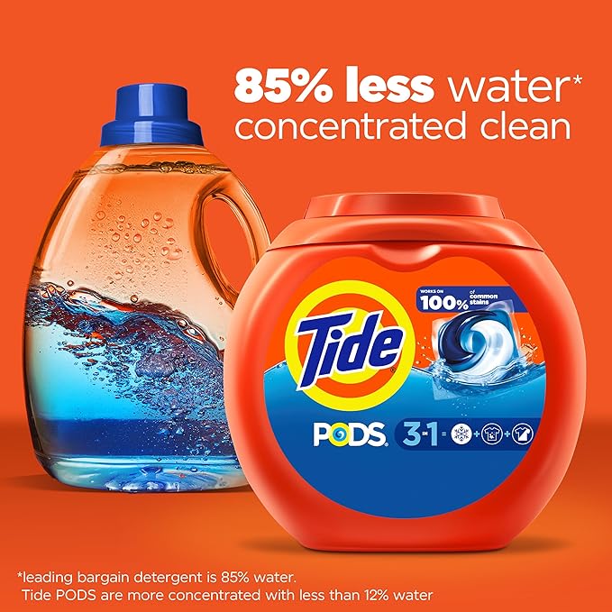 Tide PODS laundry detergent pacs, 3-in-1 Stain Remover, Odor Fighter, Color Protector, 102 Count, HE compatible, Original Scent