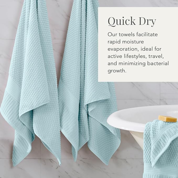 NY Loft 100% Cotton 2-Pack Oversized Bath Towel Set | Seafoam | Quick-Dry | Two Oversized 35" x 70" Bath Towels / Bath Sheets | Super Absorbent | Designer-Styled Texture