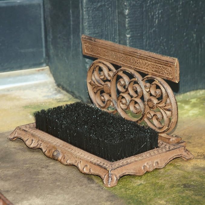 Esschert Design USA LH53 Cast Iron Shoe Scraper with Brush