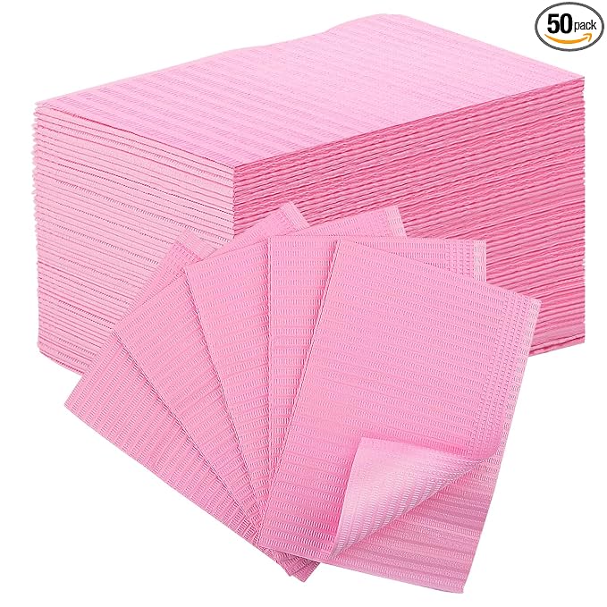 50pcs Disposable Nail Mats Foldable Nail Paper Towels, Table Acrylic Nail Practice Sheet, 3 Ply Waterproof Clean Nail Table Practice Mat for Salon Manicure Tattoo,Nail Art Accessories 13"x18"(Pink)