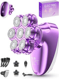 5-in-1 Electric Razors for Women, 7D Magnetic Heads Full Body Shaver, Waterproof Wet Dry Hair Remover with LED Display, Rechargeable Bikini Trimmer for Underarms, Face, Legs, Lips, Arms (Purple)