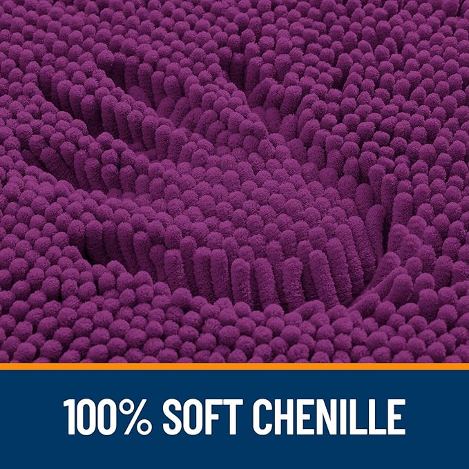 OLANLY Large Bathroom Rugs 40x32, Extra Soft Absorbent Chenille Bath Rugs, Rubber Backing Quick Dry, Machine Washable Bath Mats for Bathroom Floor, Tub and Shower, Home Decor Accessories, Purple